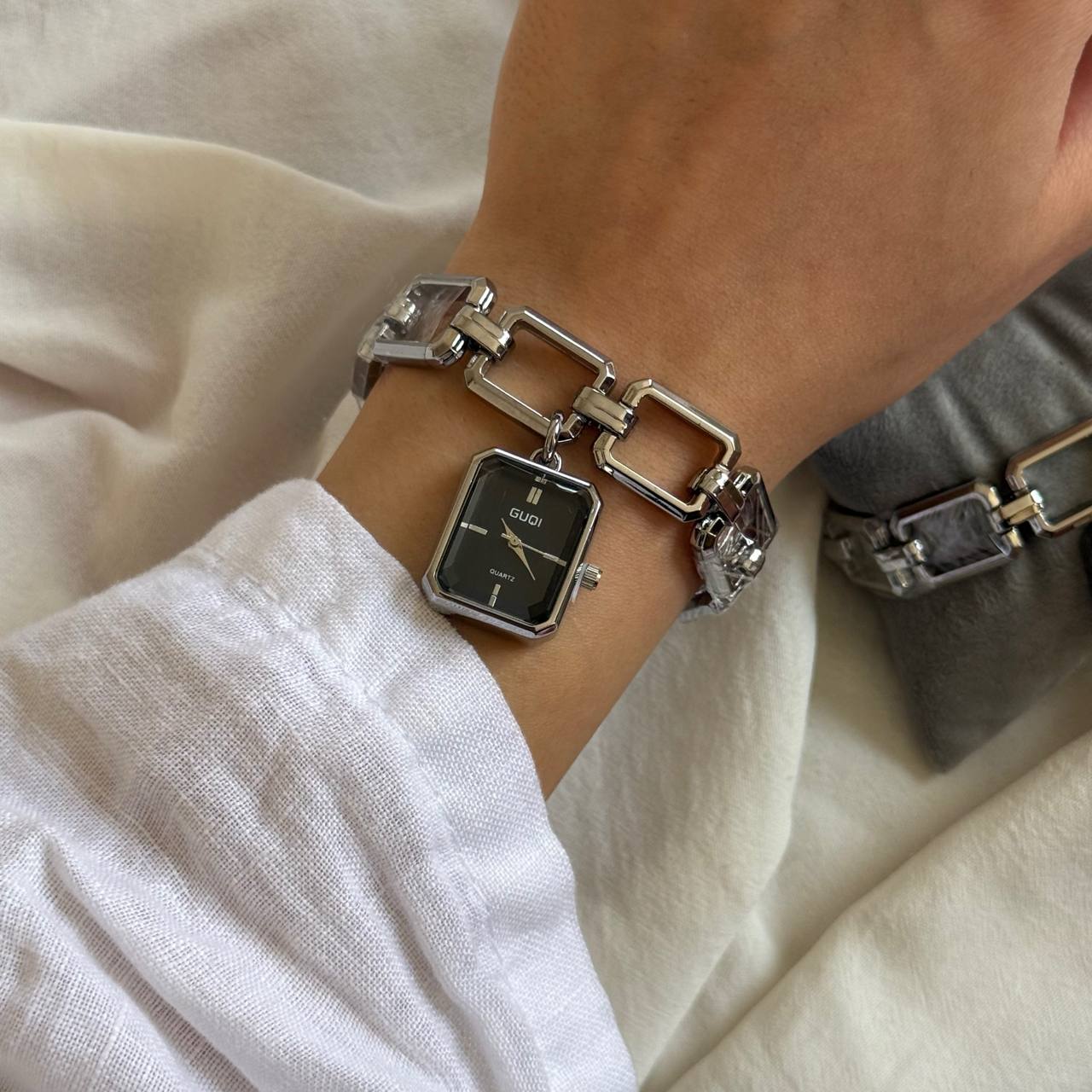 Chic Style Gold/Silver Rectangle Pendant Bracelet Watch