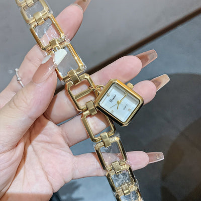 Chic Style Gold/Silver Rectangle Pendant Bracelet Watch