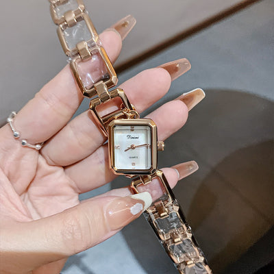 Chic Style Gold/Silver Rectangle Pendant Bracelet Watch